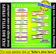 ⭐⭐⭐ 500 Jukebox Title Strips MIXED-COLORS = 72 blank sheeds incl. Print.Template picture