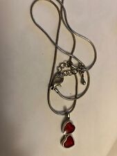 VINTAGE ESTATE HEART PENDANT ON SILVER TONE SNAKE CHAIN NECKLACE picture