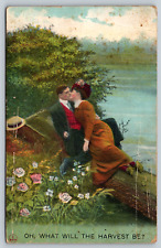 c1910s What will the harvest be? Love Romance Couple Antique Vintage Postcard picture