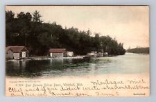 Whitehall MI-Michigan, Boat Houses, Sylvan Beach, Vintage c1905 Postcard picture