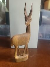  Vintage MCM Hand Carved Wood Gazelle Antelope Deer Sculpture Statue, 6 In picture