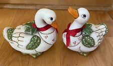 Set of 2 Patchwork Ceramic Christmas Ducks , Lefton China, 1987 picture