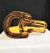 Vintage Amber Glass Pipe Rest Ashtray MCM Art Glass Pipe Stand Patented 1923 picture