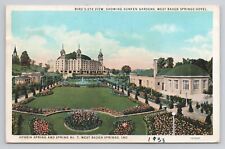 Postcard Bird's Eye View Showing Sunken Gardens West Baden Springs Hotel IN 1933 picture