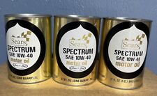 Three Sears Spectrum Motor Oil 1qt. 10w 40 Vintage can - FULL picture
