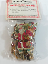 Old Repro Santa Clause Cutouts w/tag strings (set of 12) NIB picture