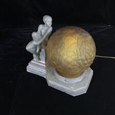 1930s Vintage Art Deco Frankart Nuart Nude Nymph Naked Woman Table Lamp W/ Globe picture