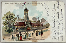 vintage 1900 Postcard Paris Universally exposition Finland Pavilion Flawed picture