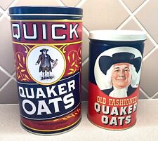 TWO Vintage Quaker Oats Tin Can Collector's Limited Edition 1982 and 1990 picture
