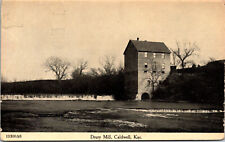 Antique RPPC Photo Postcard  Caldwell, Kansas Ks. Drury Mill & Dam 1908 picture