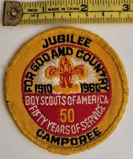 Boy Scout Jubilee Camporee 50 Years Of Service 1910-1960 Gold Border Patch picture