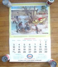 Esso Humble Oil Large 1971 Wall Calendar Complete with All Months Antique Autos picture