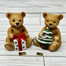 HOMCO Christmas Bears Set 5505 Present Tree 3.5” Tall Vintage picture