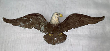 VTG Large Painted Cast Iron Metal American Bald Eagle 19”X 5.7” Plaque Wall Art picture