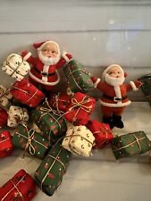 RARE Vintage Felted Santa’s And Gifts CHRISTMAS GARLAND CUTE 6 Feet picture