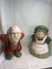 Mr And Mrs Clause Hand Painted Ceramic Pair Warming Their Buns picture