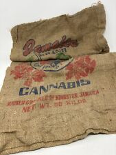 Vintage 90s Novelty Burlap Sack Cannabis Marijuana Bag Kingston Jamaica picture