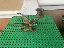 Vintage Winged Dragon Brass Candlestick Holder picture