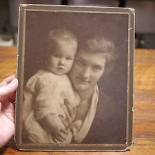 Vtg Antique Early 1900s Mother & Baby Child Sepia Cabinet Photograph Portrait picture