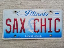 1990 Illinois IL Personalized Vanity Plate SAX CHIC License Plate Saxaphone🎷 picture