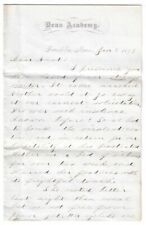 1873 Dean Academy Franklin MA Handwritten Letter Mass Antique College Whitman picture
