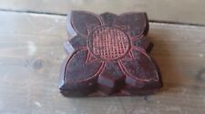 Antique Great Patina Red Lotus Travel Spice Box Twist Top 3.5 x 3.5 x 1.5 inches picture