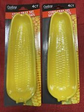 8 Pc Set Setting Yellow Plastic Corn Servers Butter Trays picture