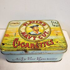 Vintage Player's Navy Cut Cigarettes Gold Tone Hinged Tin John Player England Ad picture