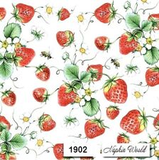 (1902) TWO Individual Paper LUNCHEON Decoupage Napkins - STRAWBERRIES STRAWBERRY picture