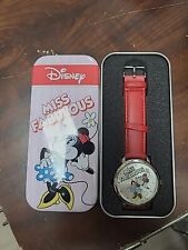 Disney Minnie Mouse Miss Fabulous Red Silver Watch w/ Collector's Tin AVON NOS picture