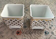 Pair Of Vintage Tiffany & Co Gilded Art Deco Planters Hand Painted In France picture