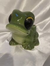 Vintage Hand-Painted Glazed Ceramic Frog Planter, Big Eyes Sponge Holder Taiwan picture