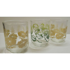 Vtg Libbey Cream Flower and Fern Juice Glasses, Set of 3 picture