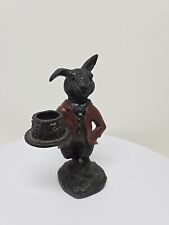 Vintage cast iron rabbit butler candlestick holder D13 picture