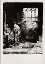 RPPC Rembrandt 1652 Mystical Etching Faust Watching Magic Disc INRI Dutch Art picture