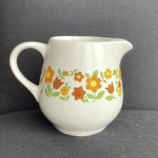 Vintage McCoy Pottery Gingham Floral Creamer Pitcher MCM 7020 Daisy Tulip USA picture