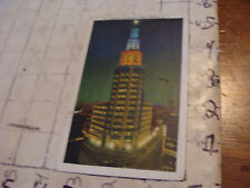 Orig Vint post card ELECTRIC BUILDING AT NIGHT, BUFFALO NY 1937 picture