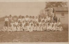 School Children Sitting Outside School House Vintage Real Photo RPPC Post Card picture