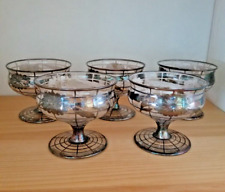 Antique Art Deco Crystal Sterling Silver Overlay Champagne Stem Glasses-Set of 5 picture