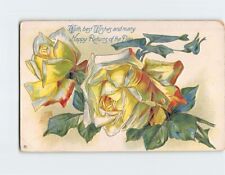Postcard With Best Wishes & Many Happy Returns of the Day Flower Art Print picture