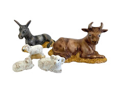 Vintage 1980 Duncan Enterprises  Ceramic Nativity  5 ANIMAL LOT SHEEP DONKEY COW picture