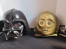 Star Wars C-3PO & Vader 1995 Rubies Deluxe Latex Halloween Costume Cosplay Masks picture