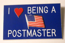 FUNNY USPS POSTAL / POST OFFICE PIN / PINBACK I LOVE BEING A POSTMASTER plastic picture