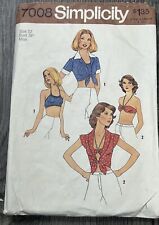 VTG 1975 Simplicity Sewing Top  Halter Bra Pattern 7008 ￼Misses Size 12 Bust 34 picture