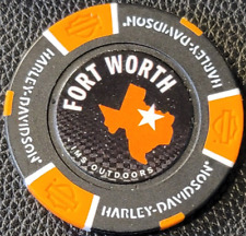FORT WORTH HD - IMS OUTDOORS ~ TEXAS (Black/Orange) Harley Davidson Poker Chip picture