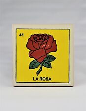Mexican Loteria Tile Assorted Multi Purpose Drink Coasters #41 La Rosa 4x4 picture