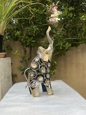Metal Bronze Jeweled Elephant, 18” Tall. Used. picture
