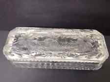 Antique American Brilliant Cut Crystal Glove Box Floral With Butterfly/Flowers picture