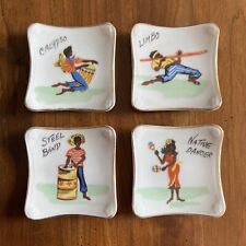 Vintage Retro Caribbean Island Trinket Dishes, Set Of 4; Charming picture