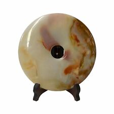 Chinese Natural White Brown Stone Round Fengshui Home Decor Display ws1837 picture